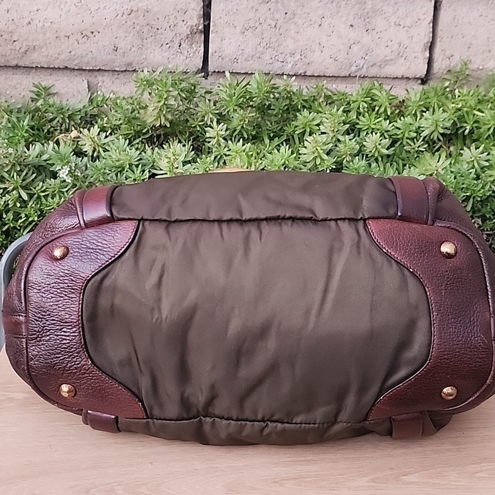 Prada Milano Green Nylon and Brown Leather Hobo Shoulder Bag with Gold hardware - Picture 10 of 16